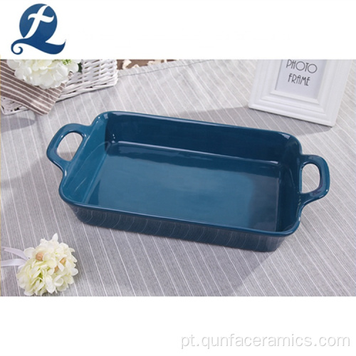 Baking de cerâmica envidraçado de Bakeware com alça